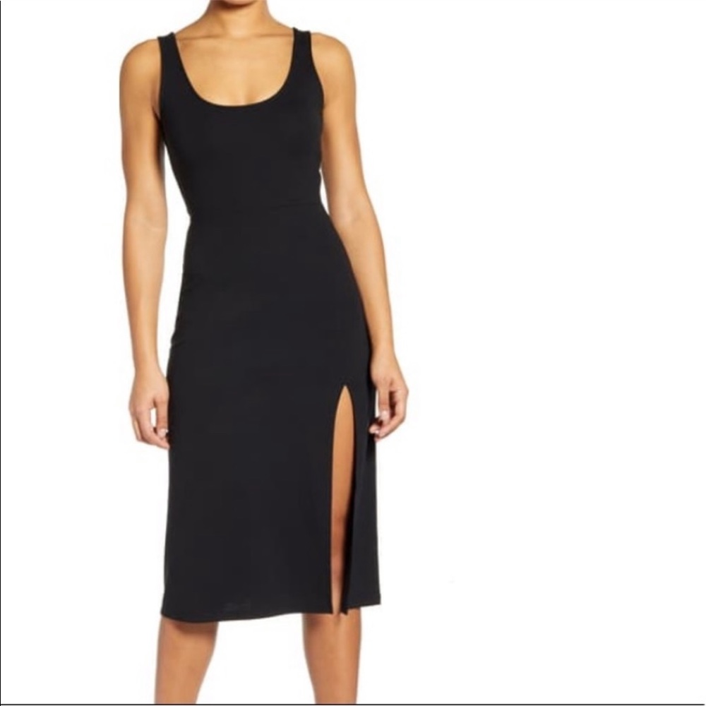 Leith Scoop Neck Stretch Midi Dress